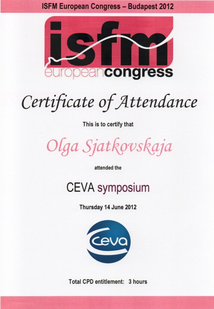 Olga Sjatkovskajan sertifikaatti: ceva symposium 2012 711x1024